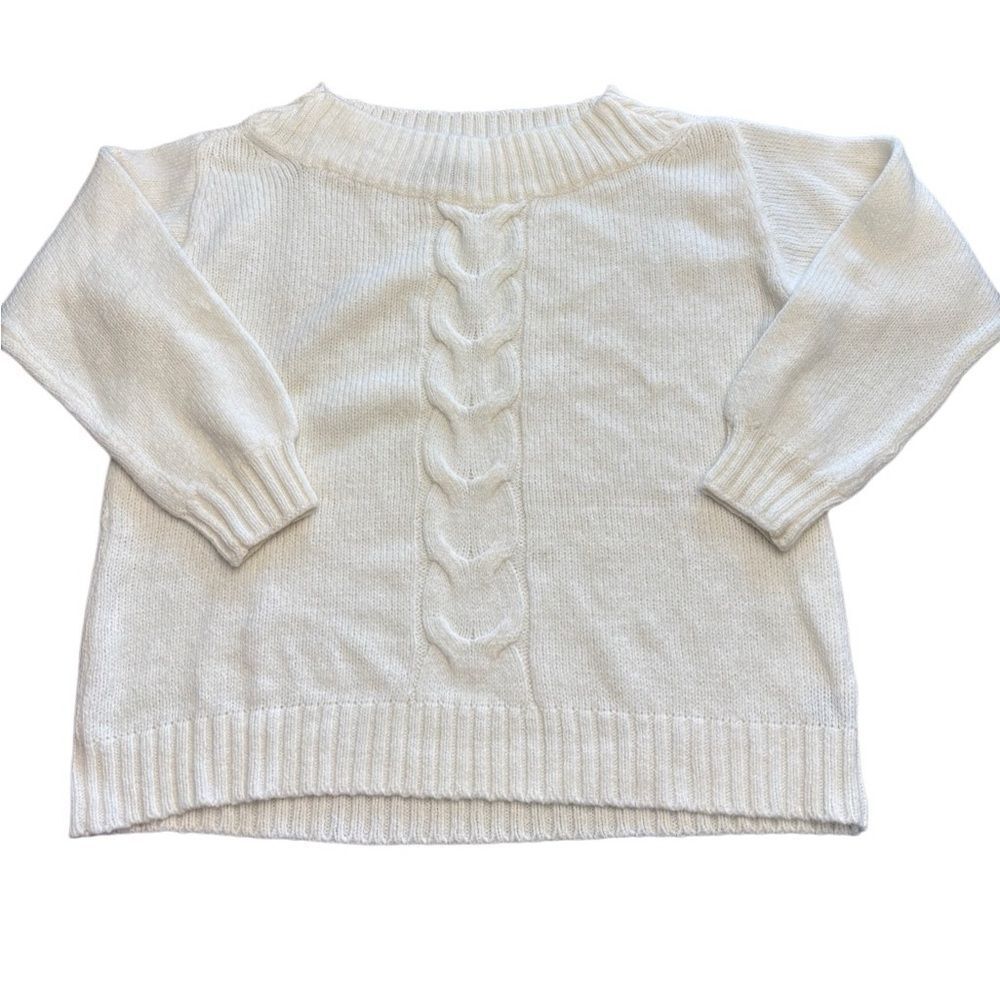 Lane Bryant White Cable Knit Wide Neck Sweater Size 14/16 NWOT - Picture 2 of 5